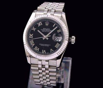 Super Clone Rolex Datejust Swiss ETA 3135 Watch Black Roman Face